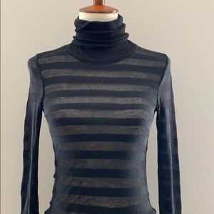 Theory Semi-sheer Striped Turtleneck